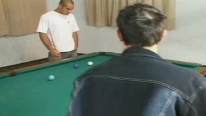 Amaing threesome With A shemale On A Pooltable