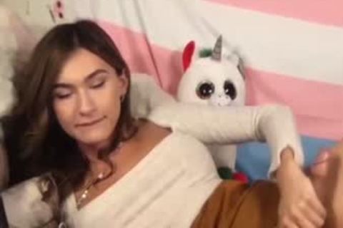 pretty young brunette hair lady-twink Jerks bushy large dick