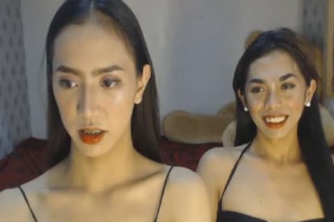 oriental Skinny ladyboys Double ramrod oral joy stimulation