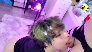 wild Femboy Sucks A Flacid Piece Of dick