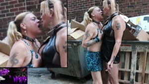 filthy Goth Trans-lesbo Public spanking PDA Striptease