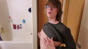 Trans beauty Stephanie Sprays biggest sex cream flow All Over bathroom Floor