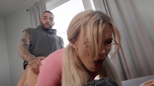 Trans Angels: Busty Blonde Gets Anal from Tattooed Hunk