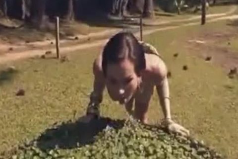 latina Beauty fucks A lad Outdoor
